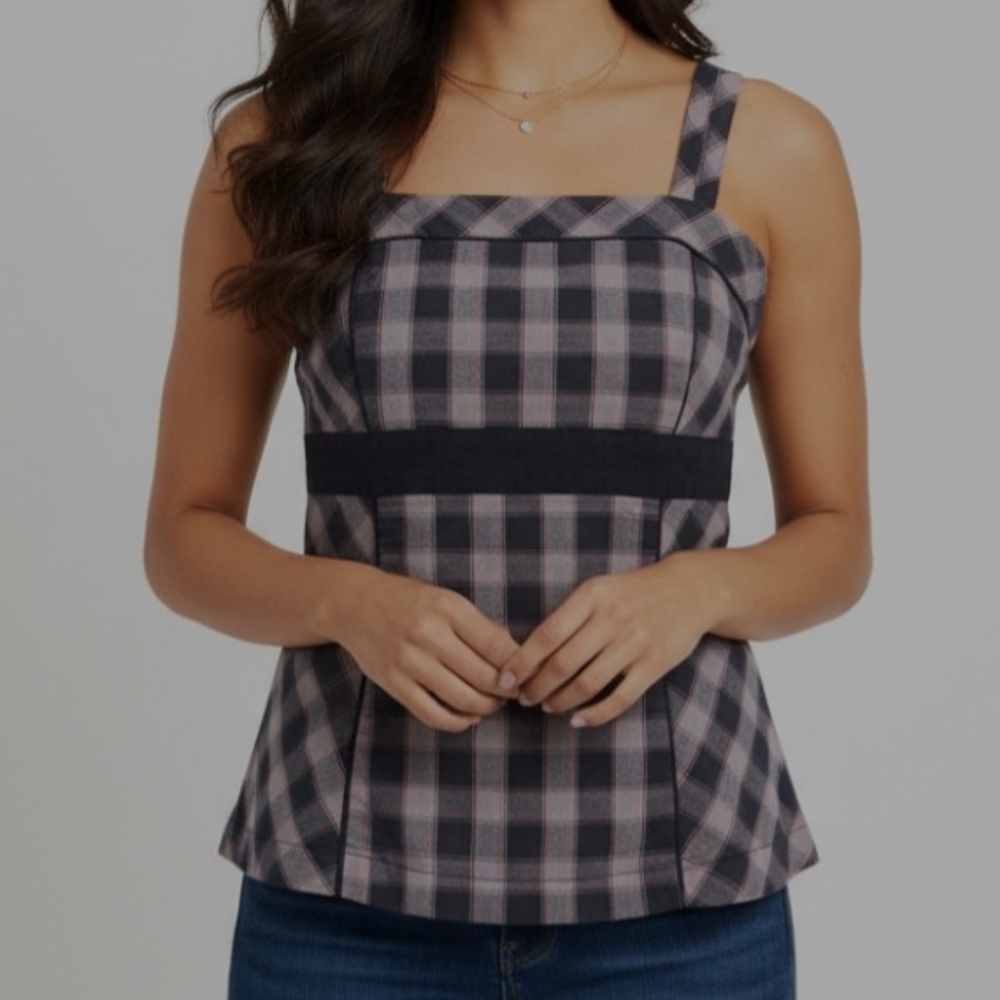 Dynamite Y2K Vintage Gingham Fitted Plaid Bustier Top - Size 1